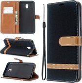 Voor xiaomi redmi 8A kleuraanpassing denim textuur horizontaal flip pu lederen case met houder & kaartsleuven & portemonnee & lanyard (zwart)