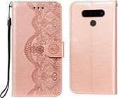 Voor LG Stylo 6 Flower Vine Embossing Pattern Horizontale Flip Leather Case met Card Slot & Holder & Wallet & Lanyard (Rose Gold)