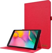 Voor Samsung Galaxy Tab A7 (2020) Horizontale Flip TPU + stof PU lederen beschermhoes met kaartsleuven en houder (rood)