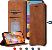 Voor Samsung Galaxy A21s Retro Skin Feel Business Magnetische Horizontale Flip Leren Case (Bruin)