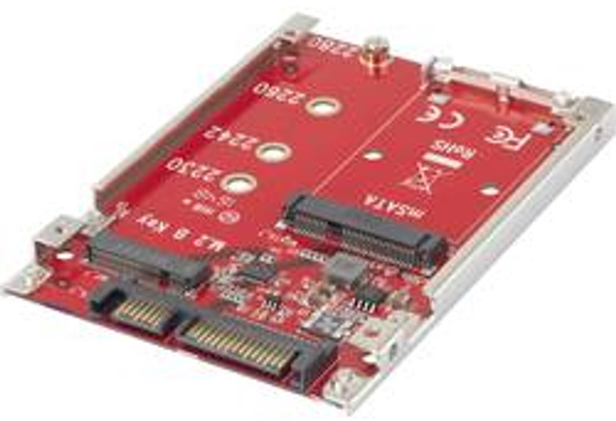 Interface-converter [1x mSATA-bus, M.2 NGFF - 1x SATA-combi-stekker 15+7-polig]
