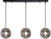 Hanglamp goud Mariel 3-lichts - Hanglamp smoke rookglas - Hanglamp bol - Hanglamp eetkamer
