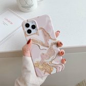 Golden Circle Marble Pattern Dubbelzijdig lamineren TPU Case voor iPhone 12 Pro Max (Quicksand Pink)