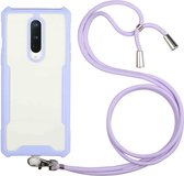 Voor OPPO F11 Pro acryl + kleur TPU schokbestendig hoesje met nekkoord (paars)