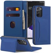 Voor Samsung Galaxy Note20 5G Sterk magnetisme Schokbestendig Horizontaal Flip Vloeistofgevoel lederen tas met houder & kaartsleuven & portemonnee (blauw)