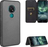 Voor Nokia 7.2 & 6.2 Carbon Fiber Texture Magnetische Horizontale Flip TPU + PC + PU Leather Case met Card Slot (Zwart)