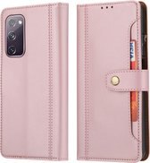 Voor Samsung Galaxy S20 FE / S20 Lite Kalfsstructuur Dubbele Vouwsluiting Horizontale Flip Leren Case met Fotolijst & Houder & Kaartsleuven & Portemonnee (Rose Goud)