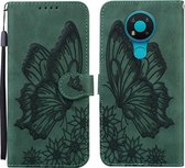 Voor Nokia 3.4 Retro Skin Feel Butterflies Embossing Horizontale Flip Leather Case met houder & kaartsleuven & portemonnee (groen)