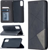 Voor OPPO Reno4 5G Rhombus Texture Horizontale Flip Magnetische Leren Case met Houder & Kaartsleuven (Zwart)