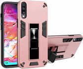 Voor Samsung Galaxy A70 2 in 1 pc + TPU schokbestendige beschermhoes met onzichtbare houder (roségoud)