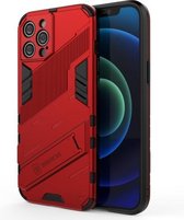 Punk Armor 2 in 1 PC + TPU schokbestendig hoesje met onzichtbare houder voor iPhone 12 Pro Max (rood)