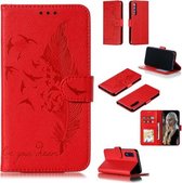 Feather Pattern Litchi Texture Horizontale Flip lederen tas met portemonnee & houder & kaartsleuven voor Geschikt voor Xiaomi Mi 9 SE (rood)