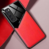 Voor Huawei Nova 7 All-inclusive lederen + organische glazen beschermhoes met metalen ijzeren plaat (rood)