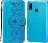 Voor Huawei P smart + / nova 3i Flower Vine Embossing Pattern Horizontale Flip Leather Case met Card Slot & Holder & Wallet & Lanyard (Blue)