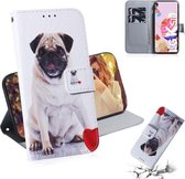 Voor LG K41S Gekleurde tekening Horizontale flip lederen tas, met houder & kaartsleuven en portemonnee (pug)