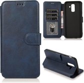 Voor Samsung Galaxy A6 Plus / A9 Star Lite Kalfsstructuur Magnetische gesp Horizontale flip lederen tas met houder & kaartsleuven & portemonnee & fotolijst (blauw)