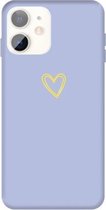 Voor iPhone 11 Golden Love-heart Pattern Colorful Frosted TPU telefoon beschermhoes (lichtpaars)