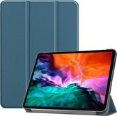 Custer Texture Horizontale Flip PU lederen tas met drievoudige houder en slaap- / wekfunctie voor iPad Pro 12.9 (2021) (donkergroen)