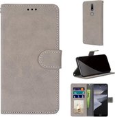 Voor Nokia 2.4 Retro Frosted Horizontale Flip PU lederen tas met houder & kaartsleuven & portemonnee & fotolijst (grijs)