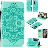 Voor Huawei nova 7 Pro Mandala Embossing Patroon Horizontale Flip PU Leather Case met Houder & Kaartsleuven & Walle & Lanyard (Groen)