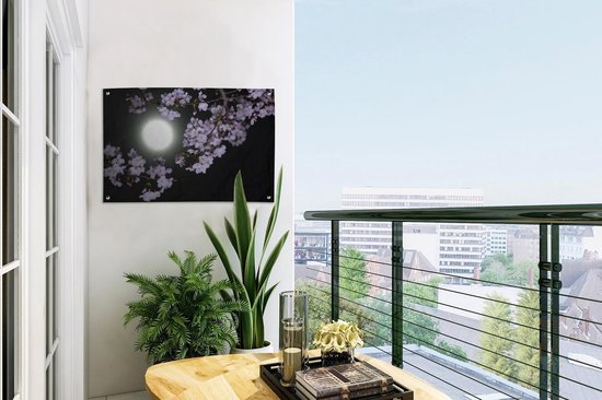 Affiche de jardin La pleine lune parmi les fleurs 60x40 cm - petit - Toile de jardin / Toile d'extérieur / Peintures d'extérieur (décoration de jardin)