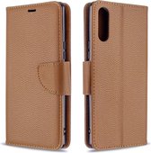 Voor Sony Xperia L4 Litchi Textuur Pure Kleur Horizontale Flip PU Lederen Case met Houder & Kaartsleuven & Portemonnee & Lanyard (Bruin)