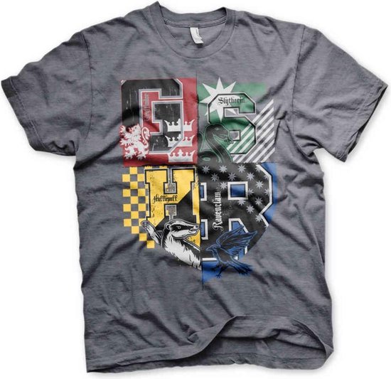 Harry Potter Heren Tshirt -XL- Dorm Crest Grijs