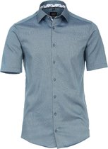 Venti Overhemd Korte Mouw Motief Turquoise Modern Fit - M