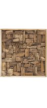 Wanddecoratie hout 70x70 cm teak – Gerecycled teak Wandpaneel – Retro Design Muur decoratie - Perfecthomeshop