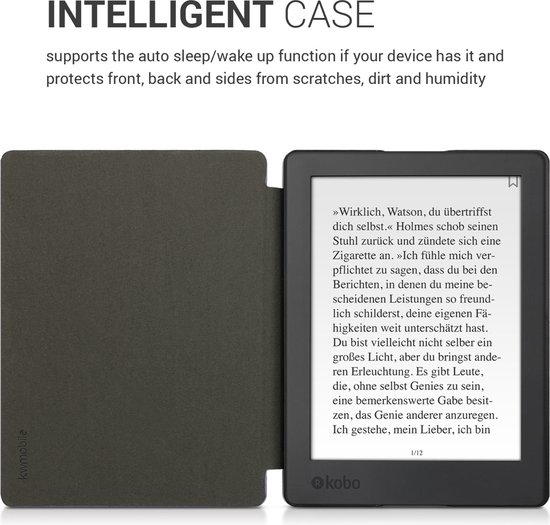 kwmobile e-reader hoesje geschikt voor Kobo Aura H2O Edition 2 hoes - E reader flip case met magnetische sluiting - Ereader cover - Sterrenstelsel en Boom design in blauw / grijs / zwart van Merkloos — afbeelding 4