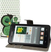 kwmobile telefoonhoesje voor Huawei Ascend Y530 - Hoesje met pasjeshouder in groen / zwart / wit - Slapende Uil design