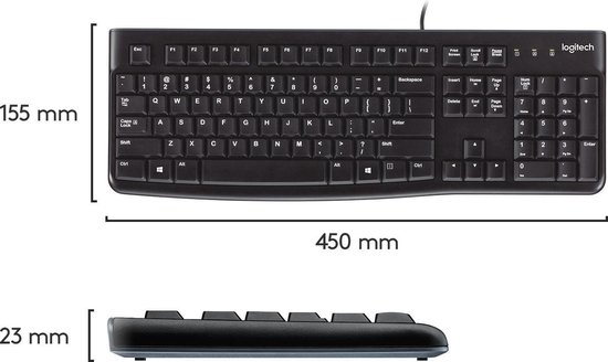 Logitech Clavier Logitech K120 pour clavier d’entreprise USB QWERTY Anglais Noir 