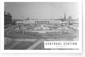 Walljar - Centraal Station Rotterdam '57 - Zwart wit poster