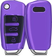 kwmobile autosleutel hoesje compatibel met Audi 3-knops autosleutel - autosleutel behuizing in hoogglans violet