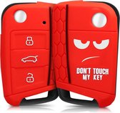 kwmobile autosleutel hoesje voor VW Golf 7 MK7 3-knops autosleutel - Autosleutel behuizing in wit / rood - Don't Touch My Key design