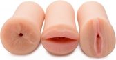 Jesse Jane Three-Way Masturbator Set - Toys voor heren - Kunstvagina - Beige - Discreet verpakt en bezorgd