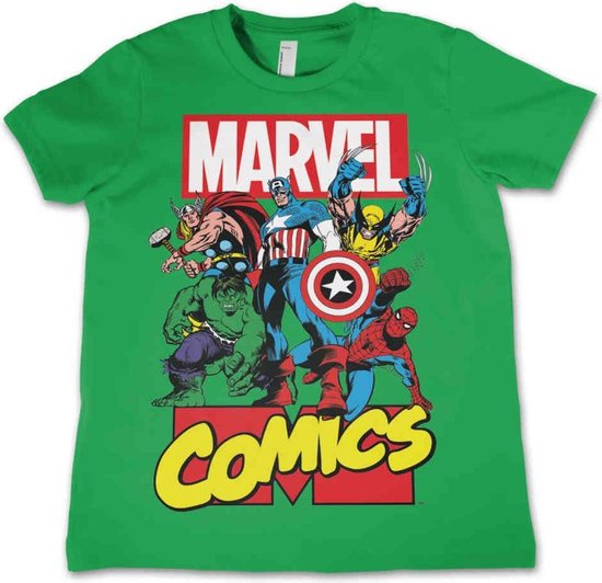 MARVEL COMICS - T-Shirt KIDS Comics Heroes - Green Years)