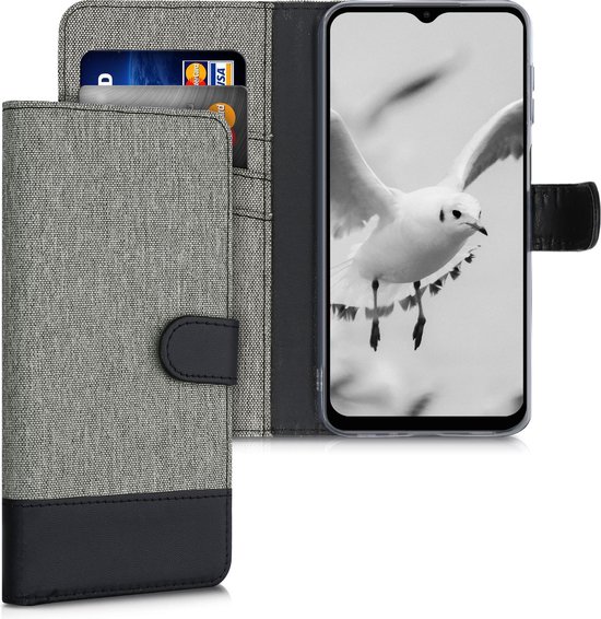 Étui pour téléphone kwmobile pour Samsung Galaxy A32 5G - Étui avec porte-cartes en gris / noir - Étui avec portefeuille