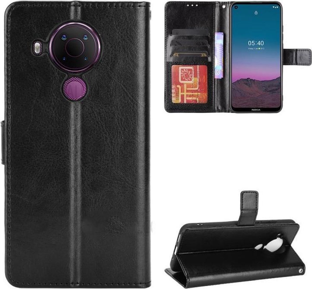 Portemonnee Book Case Hoesje Geschikt voor: Nokia 5.4 - zwart