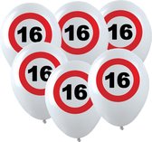 36x Leeftijd verjaardag ballonnen met 16 jaar stopbord opdruk 28 cm