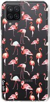 Casetastic Samsung Galaxy A12 (2021) Hoesje - Softcover Hoesje met Design - Flamingo Party Print