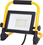 LED Bouwlamp met Stekker + Statief - Aigi Esol - 30 Watt - Helder/Koud Wit 6500K - Spatwaterdicht IP44 - Kantelbaar - BSE