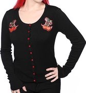 Banned Cardigan -L- Cherry print Zwart