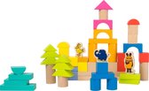 Ton met houten bouwblokken - Olifant en de muis (50 stuks) - Speelgoed vanaf 1 jaar