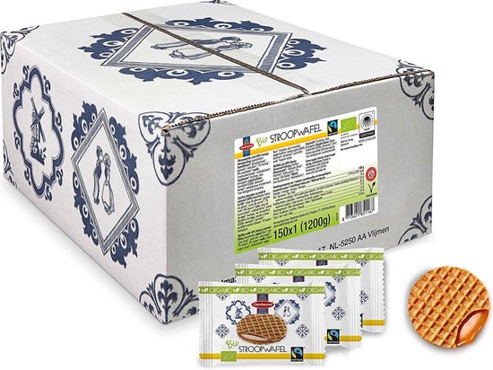 Daelmans Biologische Mini Honing Stroopwafels Doos 150 x 1 stuks (per 1 verpakt) 8 gram per koek