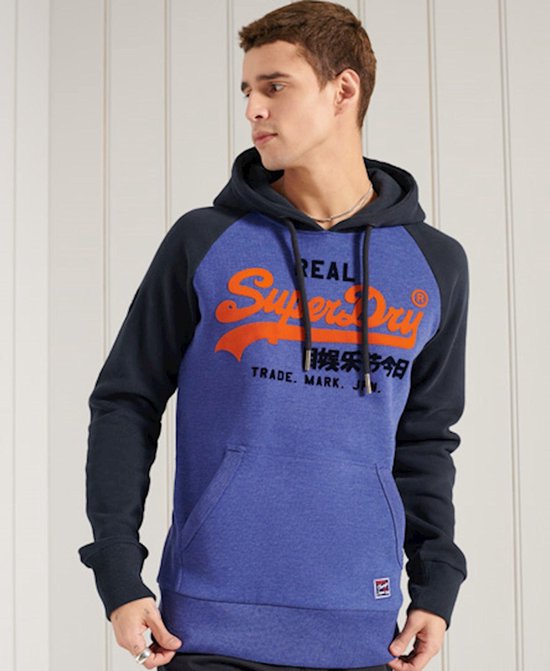 Vintage Logo Hoodie grau gesprenkelt für Herren | DE
