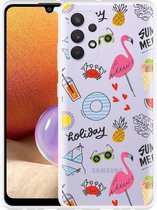 Hoesje Geschikt voor Samsung Galaxy A32 4G Summer Flamingo