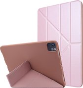 Voor iPad Pro 11 (2020) TPU horizontale vervorming Flip lederen tas met houder (rose goud)