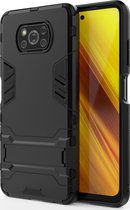 POCO X3 Hoesje - Mobigear - Armor Stand Serie - Hard Kunststof Backcover - Zwart - Hoesje Geschikt Voor POCO X3