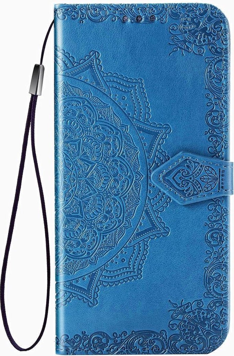 Mobigear Telefoonhoesje geschikt voor Motorola One Fusion Plus Hoesje | Mobigear Mandala Bookcase Portemonnee | Pasjeshouder voor 3 Pasjes | Telefoonhoesje voor Pinpas / OV Kaart / Rijbewijs - Blauw